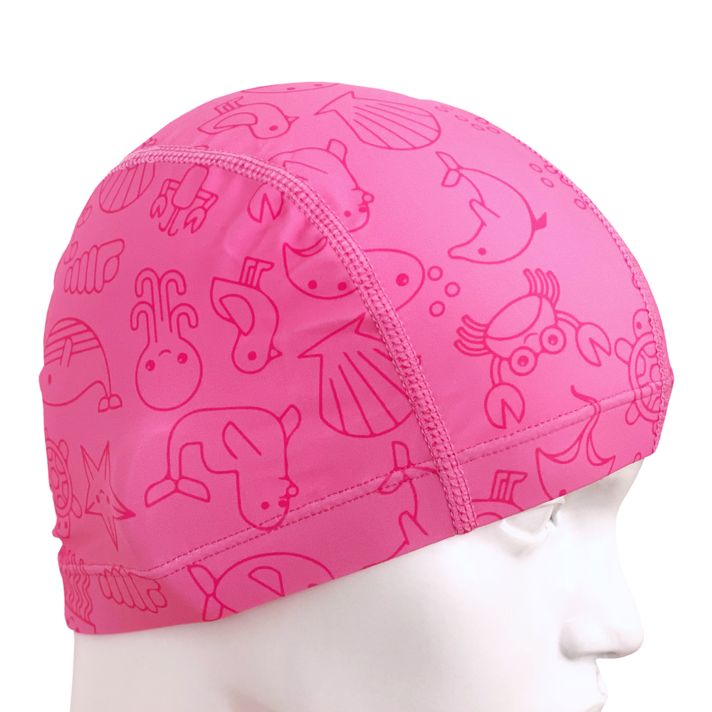 Lycra Fantasy Lycra Swim Cap Size Small in Sea Creatures on Pink