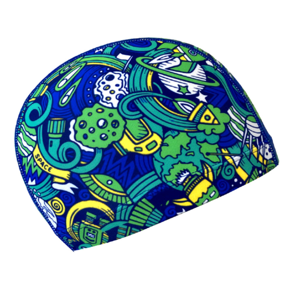 Lycra Fantasy Lycra Swim Cap Size Small in Space Theme on Dark Blue