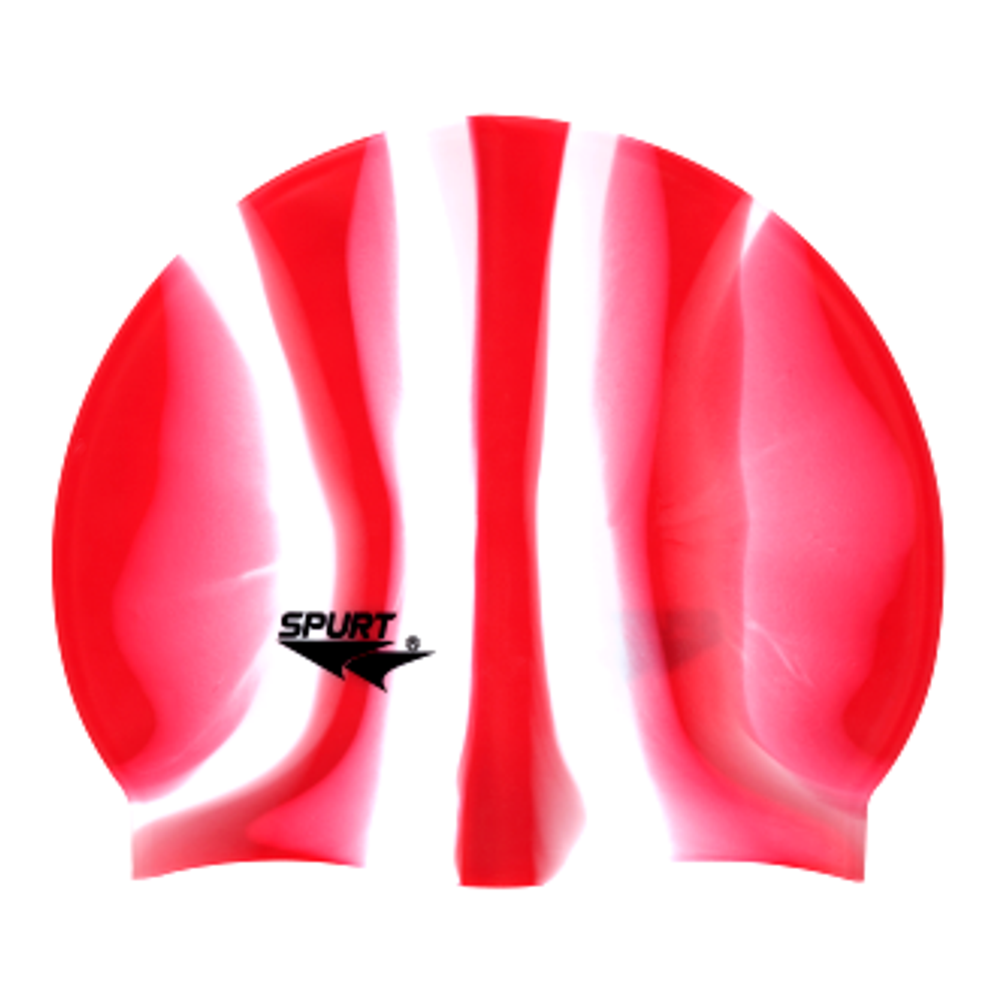 Spurt Multi-Colour Plain MI117 Red and White Vertical Stripes Silicone Swim Cap