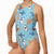 Extra Life Fastback Swimsuit in Cartoon Sharks on Light Blue
