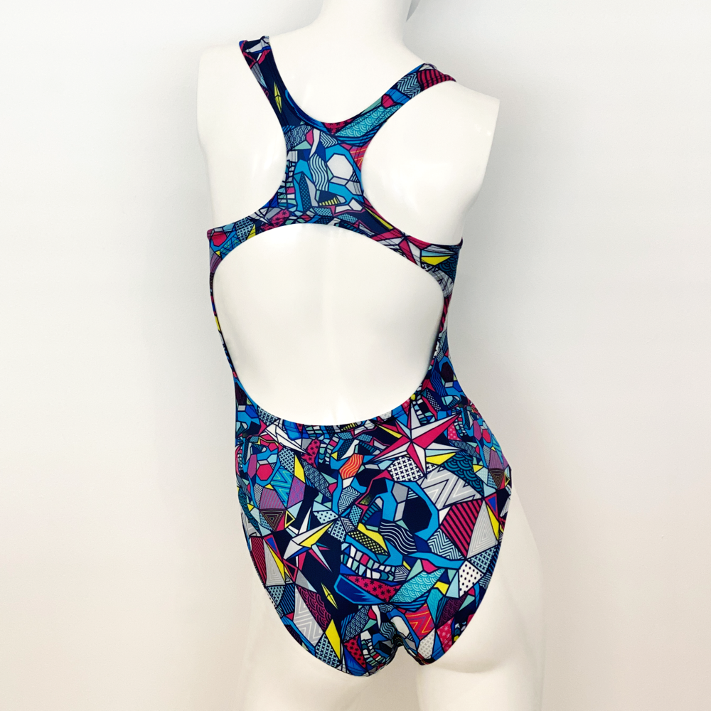 Extra Life Fastback Swimsuit in Colourful Geo Skulls