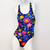 Extra Life Fastback Swimsuit in Full Print Royal Blue with Multi Colour Flowers