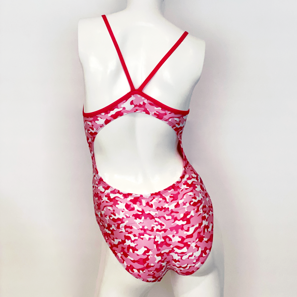 Kikx Extra Life Thin Strap Swimsuit in Full Print Pink Camo