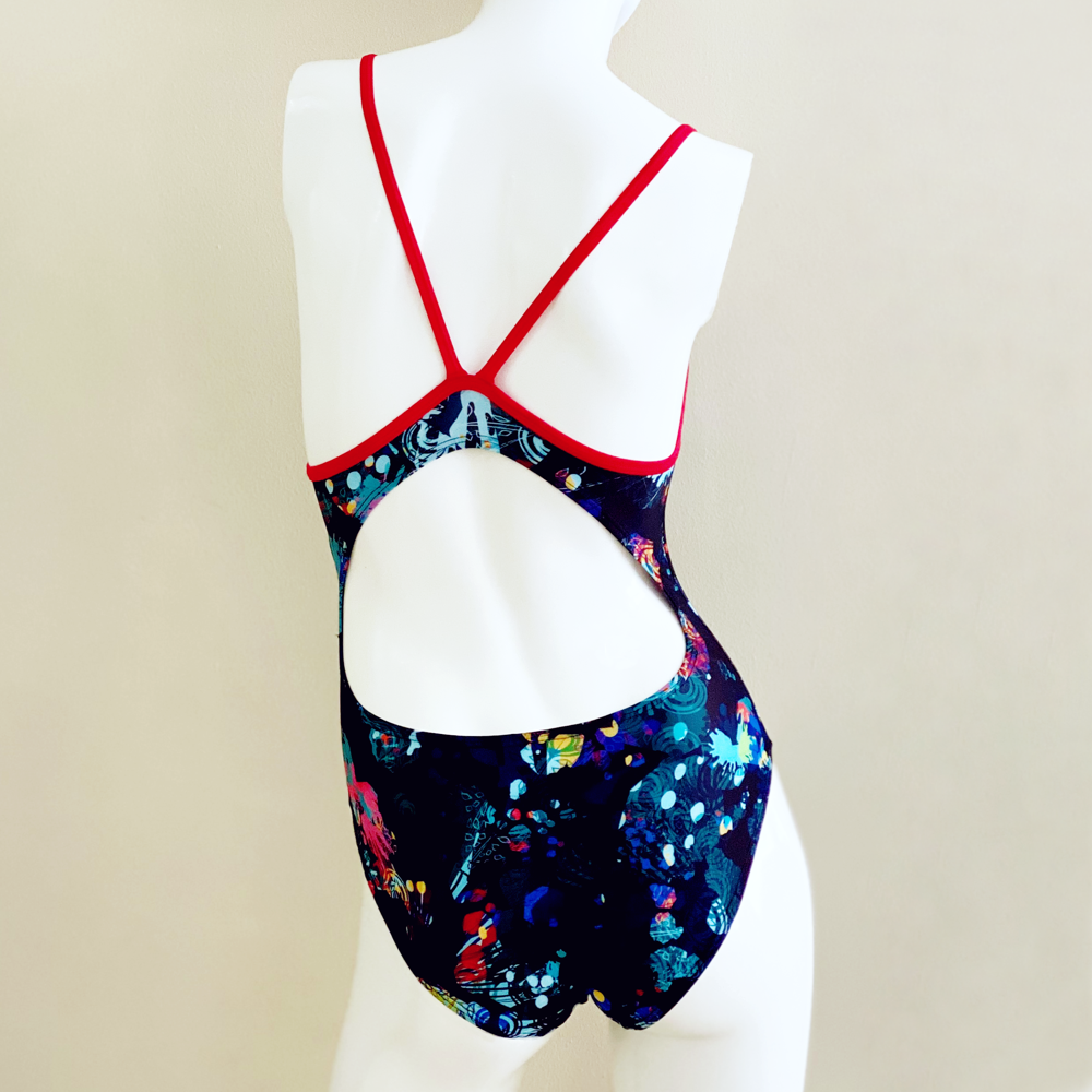 Kikx Extra Life Thin Strap Swimsuit in Full Print Flamingos in Splashe 