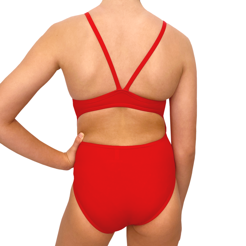 Extra Life Thin Strap Swimsuit in Plain Red