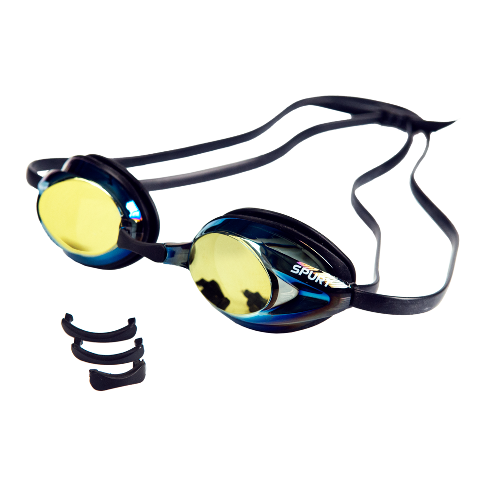 Spurt Optical Correction N2 Senior Swimming Goggle in Black with Gold Mirror Lens and Dark Tint