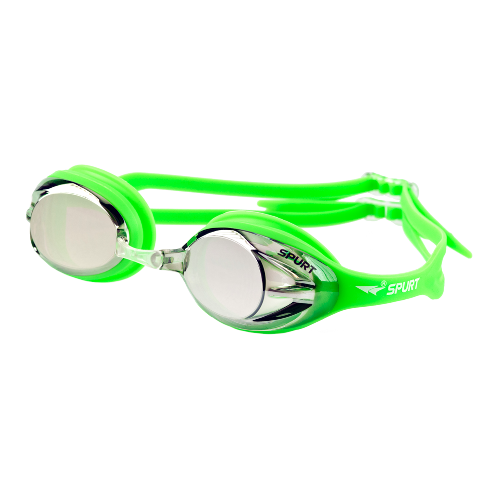 Spurt Crush N3 Senior Goggle in Bright Green with Mirror Silver