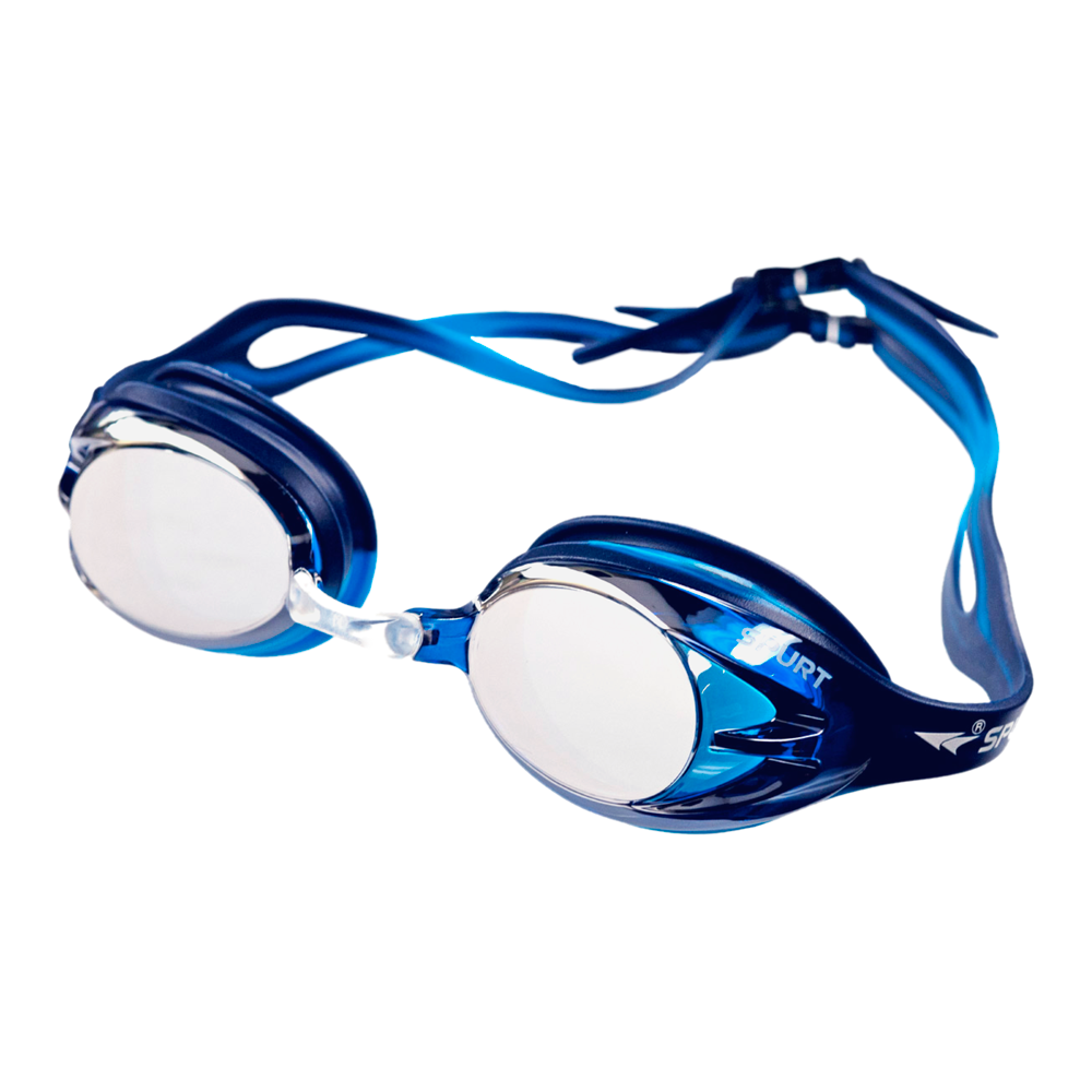 Spurt Crush N3 Senior Goggle in Dark Blue and Light Blue with Mirror Silver/Blue Lens and Medium Tint