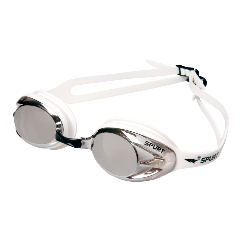 Spurt Crush N3 Senior Goggle in White with Mirror Silver Lens and Light Tint