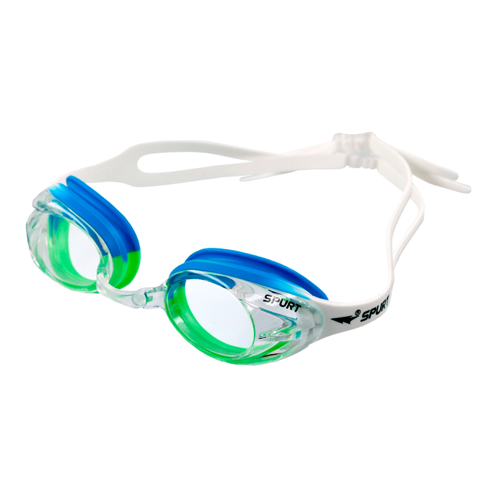 Spurt Crush N3 Senior Goggle in White, Bright Green and Light Blue with Clear Lens