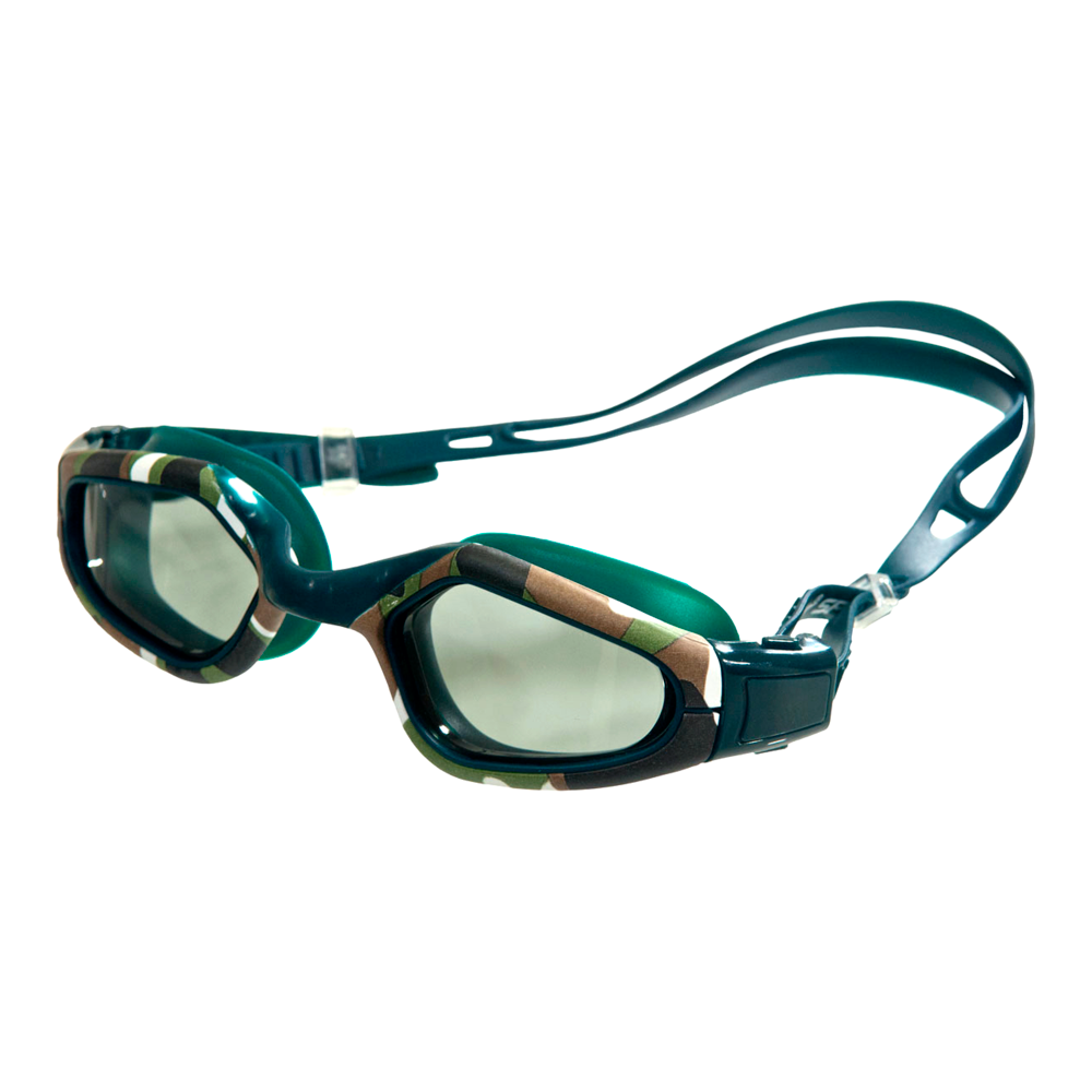 Spurt Open Water TP Senior Goggle in Camo and Green with Smoke Lens and Medium Tint