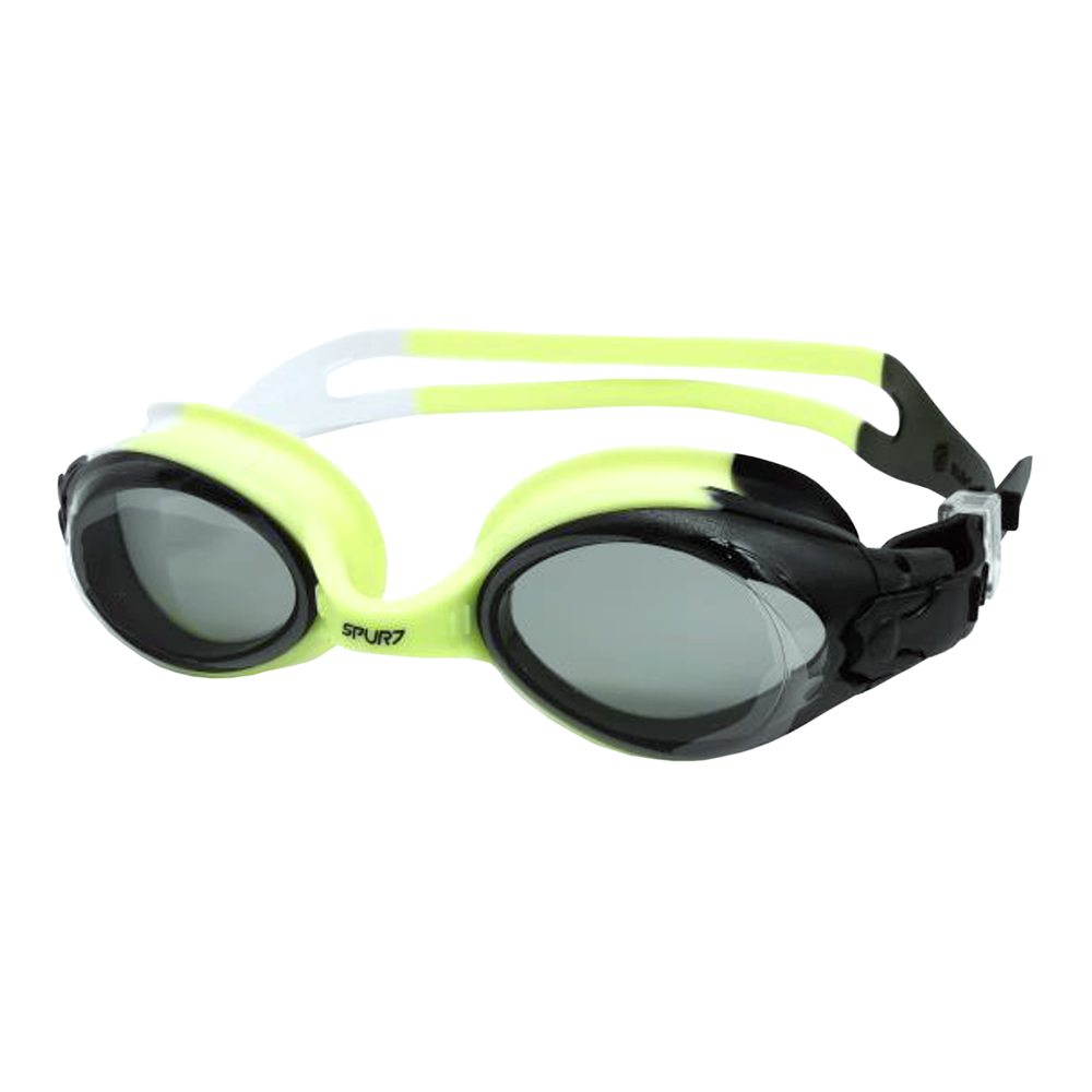 Spurt Flow UCS Senior Goggle in Neon Yellow, Black and White with Smoke Lens and Medium Tint