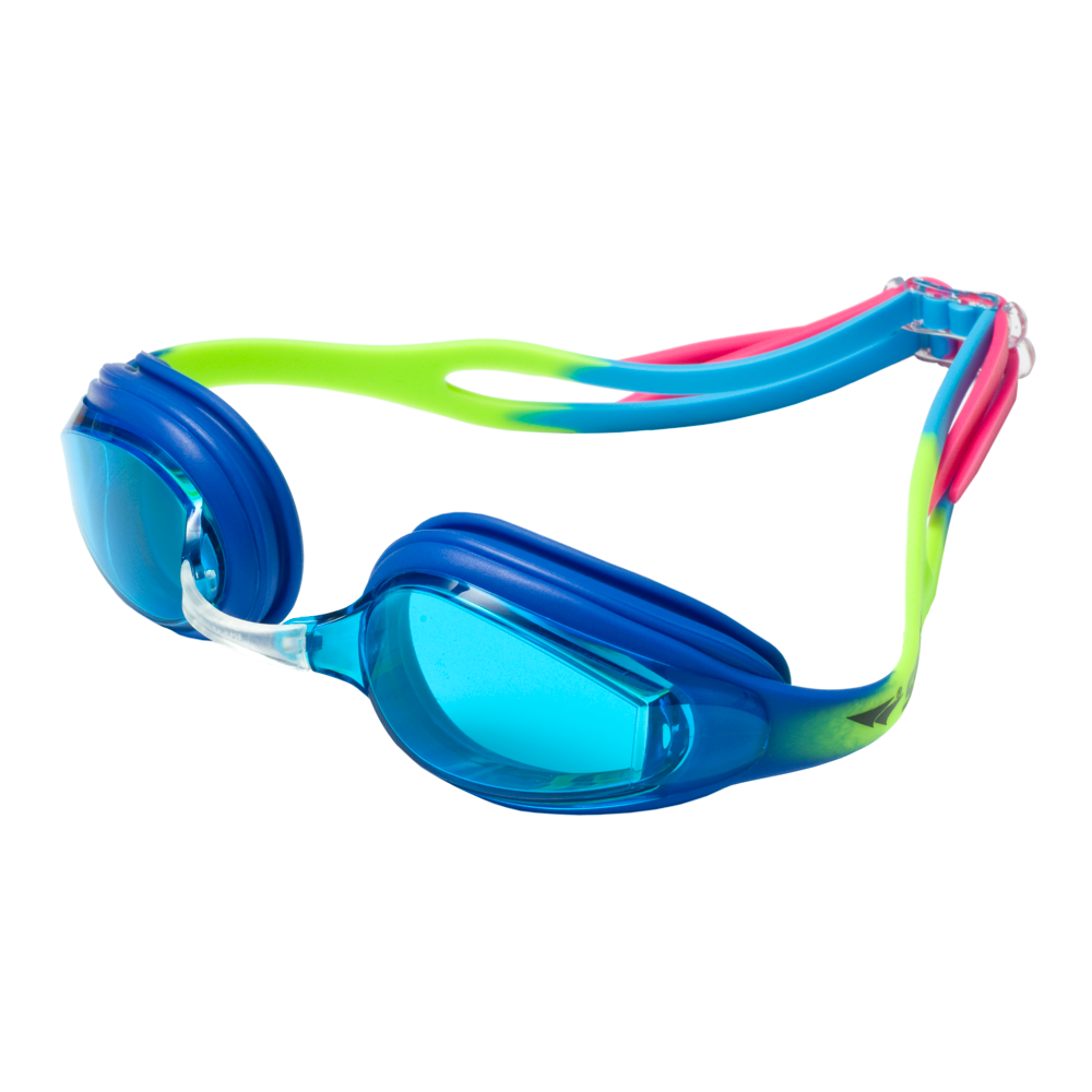 Spurt Elite Racer WVN Senior Goggle in Purple, Bright Pink, Light Blue and Bright Green with Light Blue Lens and Medium Tint