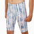 Kikx Extra Life Jammer Swimsuit in Palm Leaves over Blue Grunge Stripes