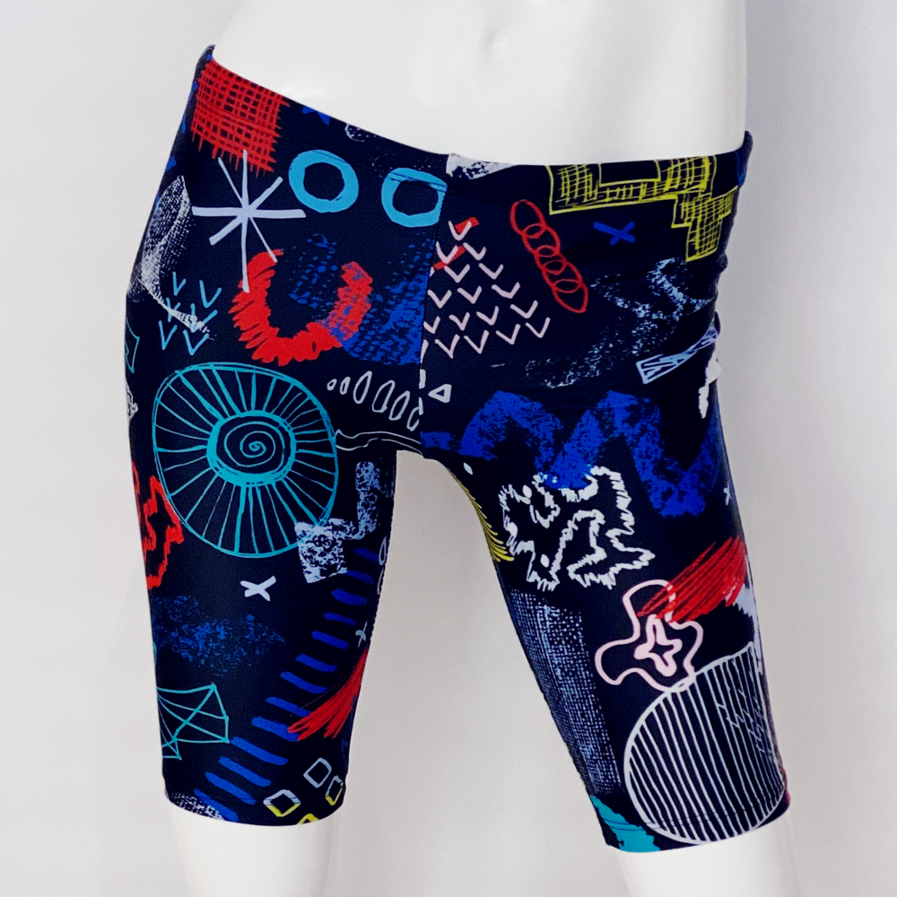 Extra Life Jammer Swimsuit in Full Print Chalk Original White