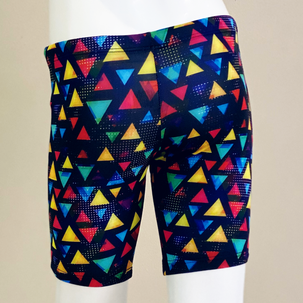 Extra Life Jammer Swimsuit in Full Print Multi Bright Triangle