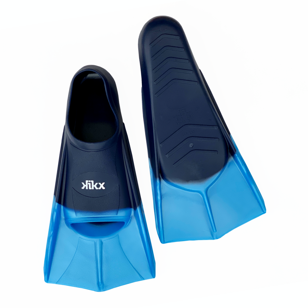 Kikx Short Silicone Training Fin with 2 Tone in Light Sky Blue Front and Dark Navy Back