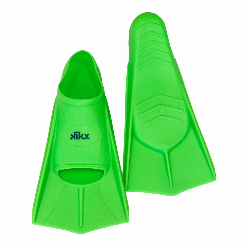 Kikx Short Silicone Training Fin in Bright Green