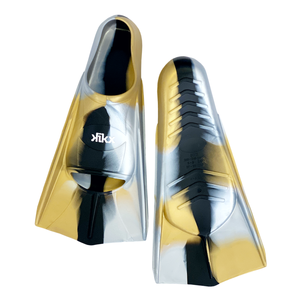 Kikx Short Training Fin with Multi-colour Blend in Silver, Black and Gold