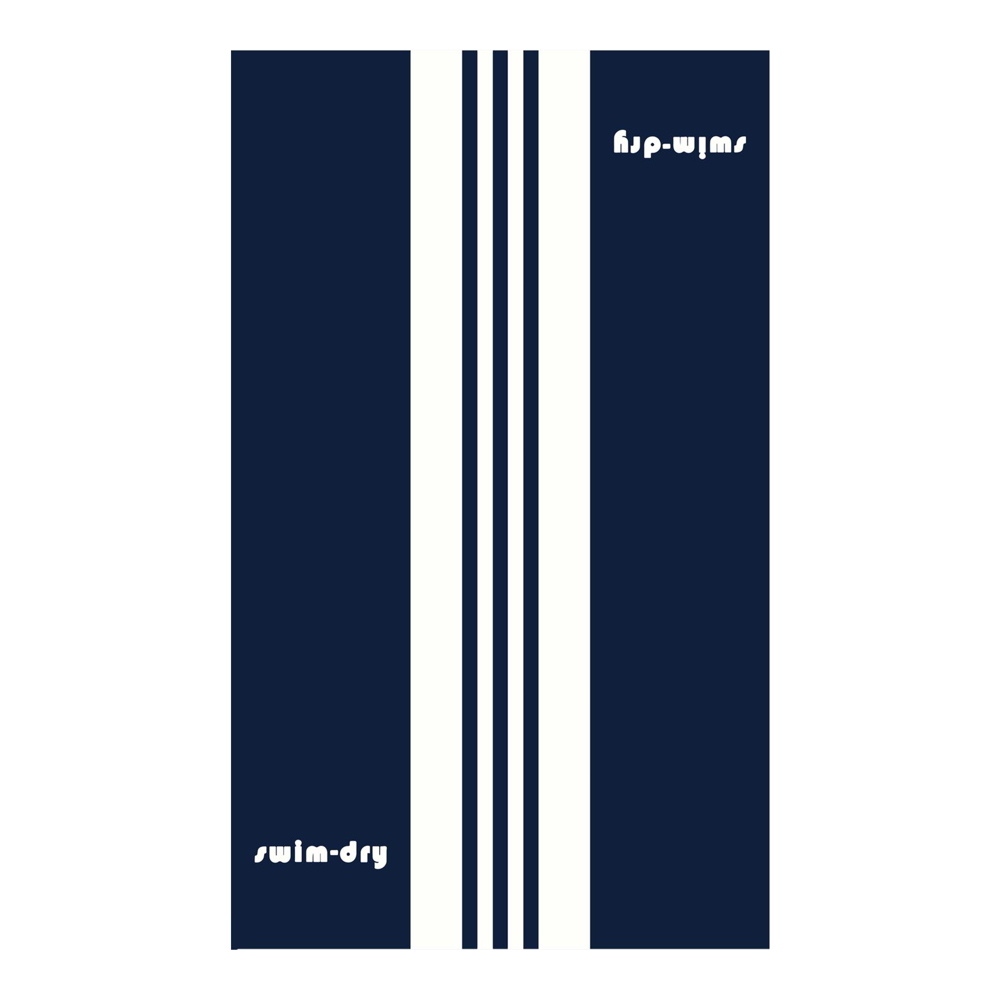 Swim-Dry Medium Microfibre Towel Striped Design in Navy and White