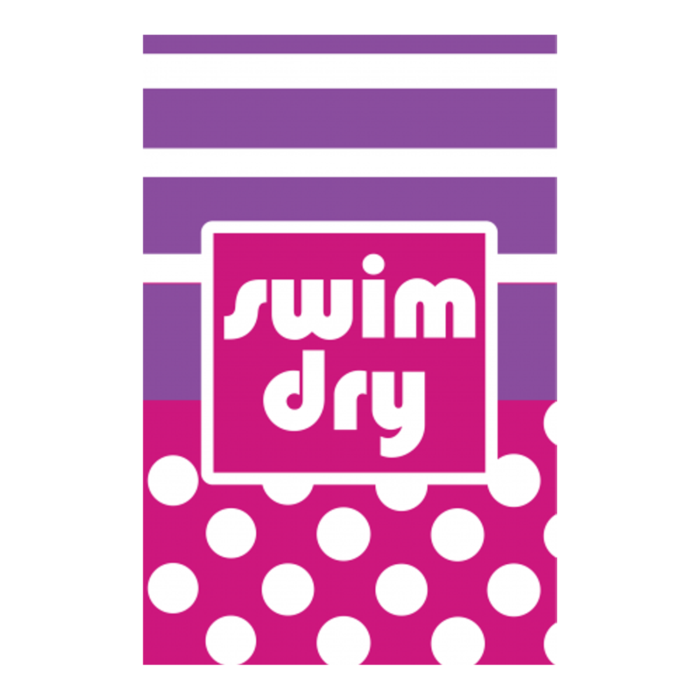 Swim-Dry Medium Microfibre Towel Striped Design in Pink, Purple and White