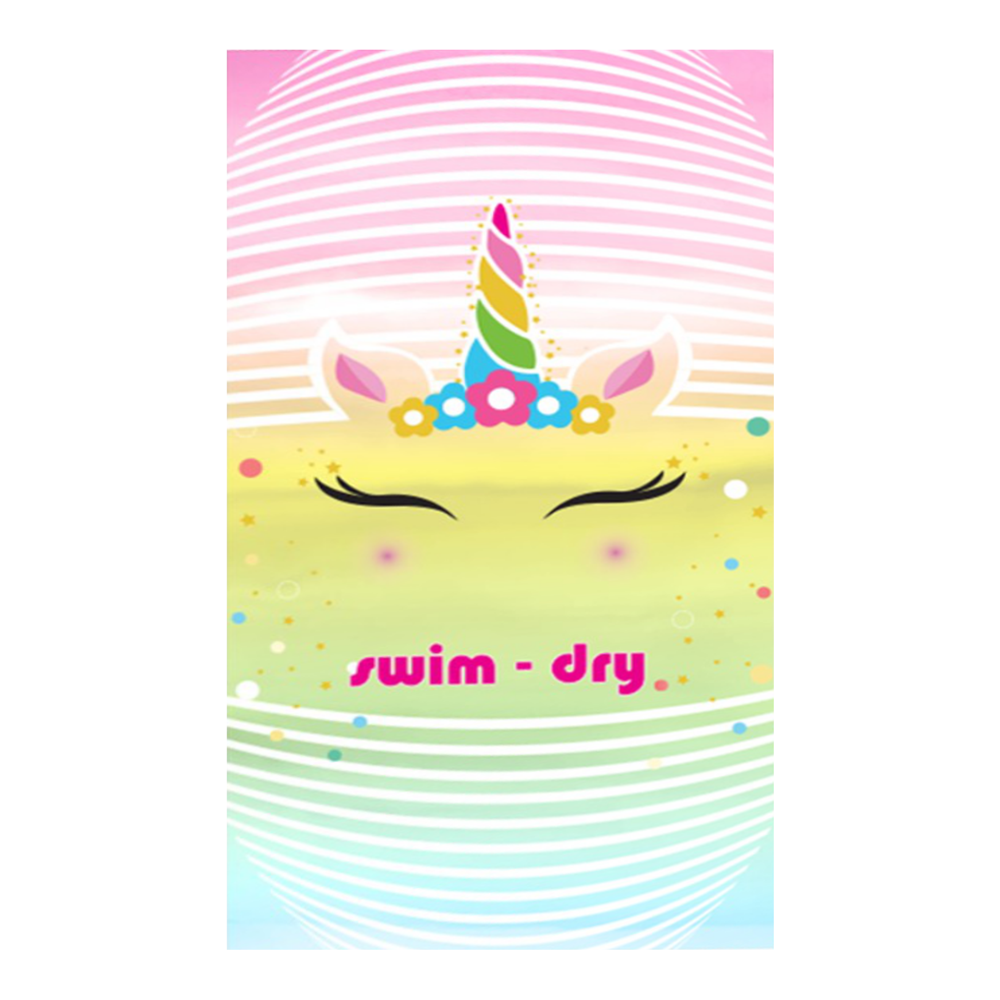 Swim-Dry Medium Microfibre Towel Unicorn Design in Light Pink